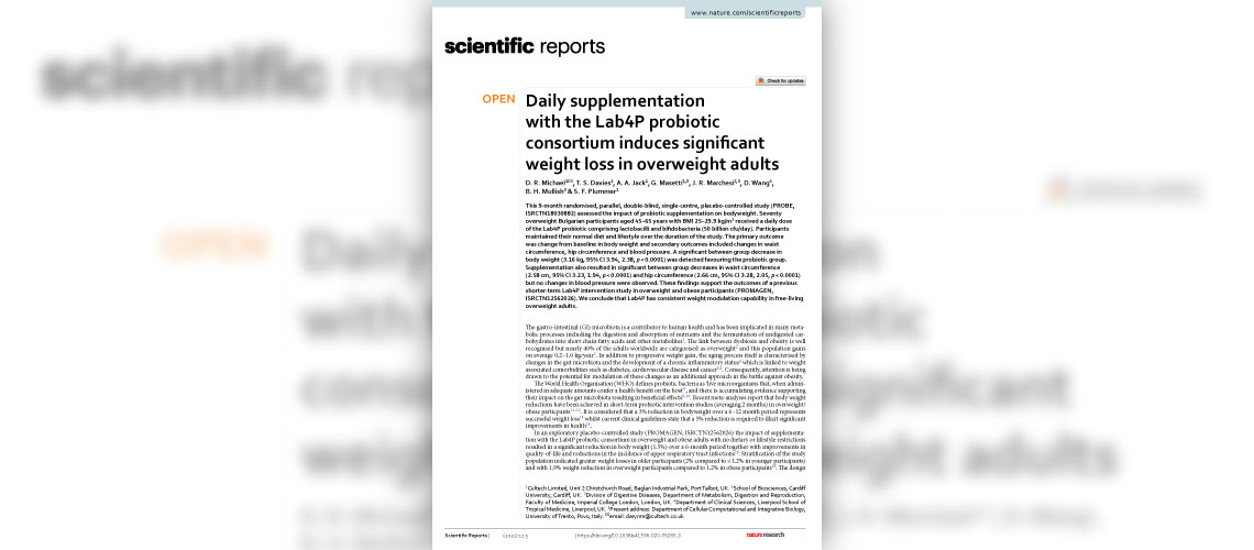 Daily supplementation with the Lab4P probiotic consortium induces significant weight loss in overweight adults
