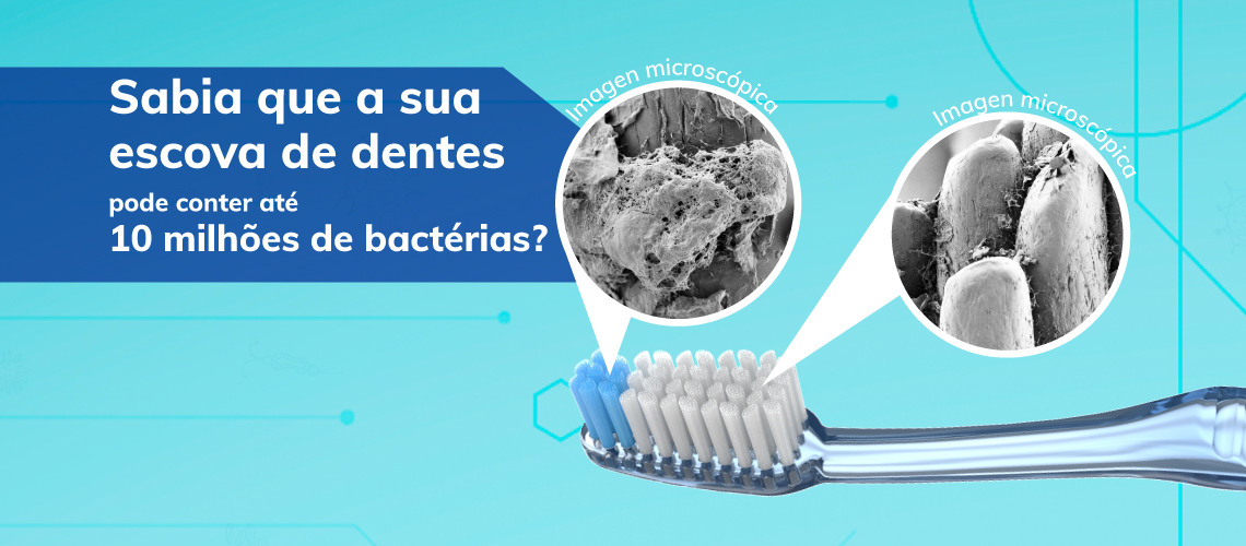 Sabia que a sua escova de dentes pode conter até 10 milhões de bactérias?