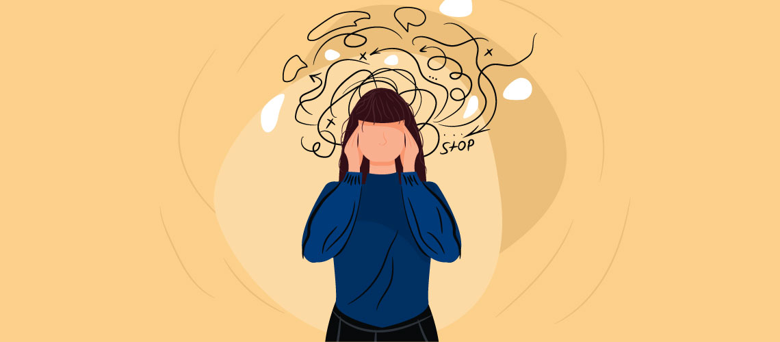 ilustração de rapariga com ansiedade